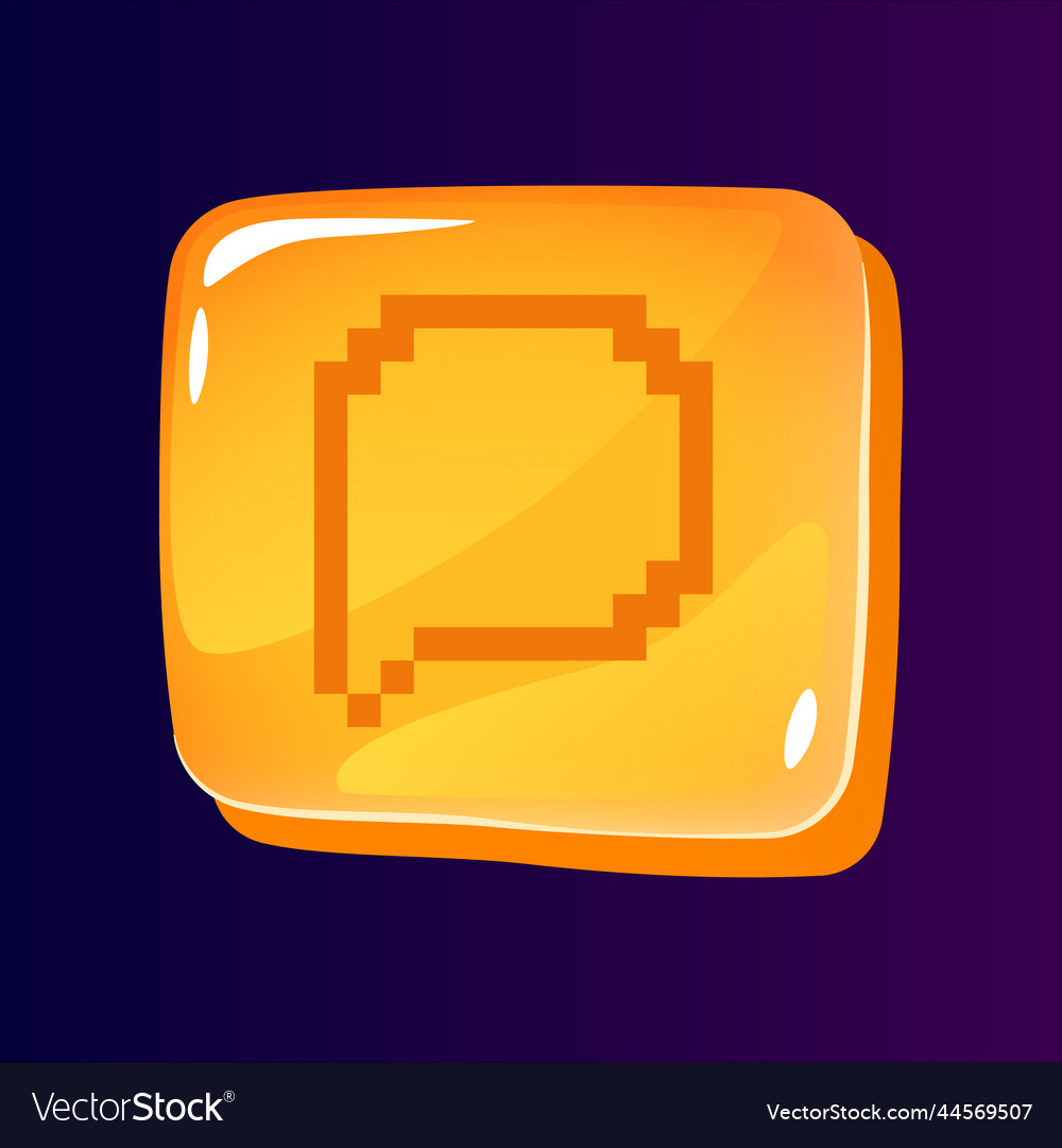 Speech bubble glossy ui button with pixelated icon vector image Speech bubble glossy ui button with pixelated icon
