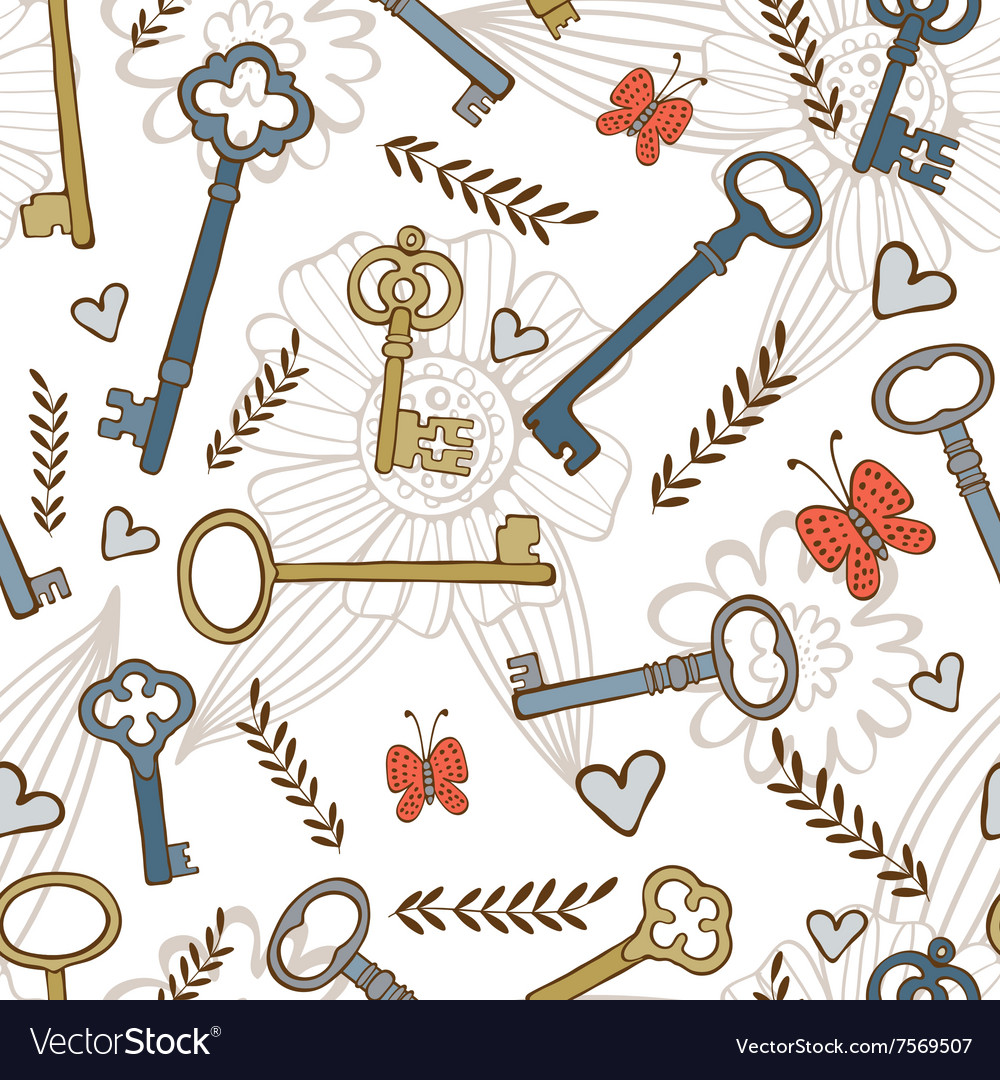 Vintage Key Seamless Pattern