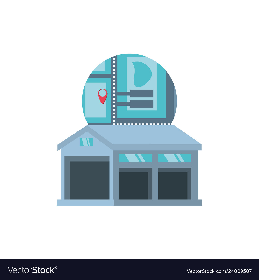 Warehouse building with map guide Vector Image Warehouse building with map guide