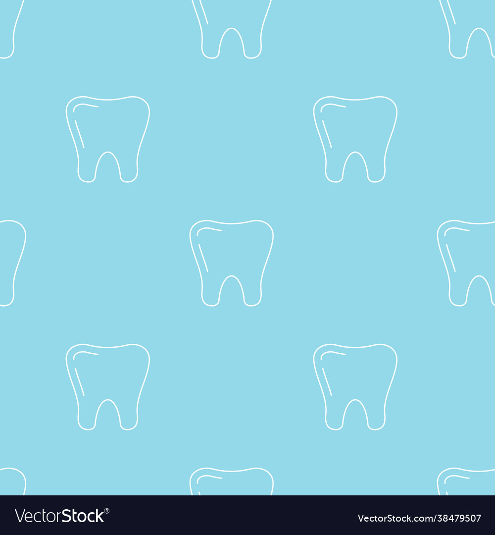 White tooth linear style seamless pattern