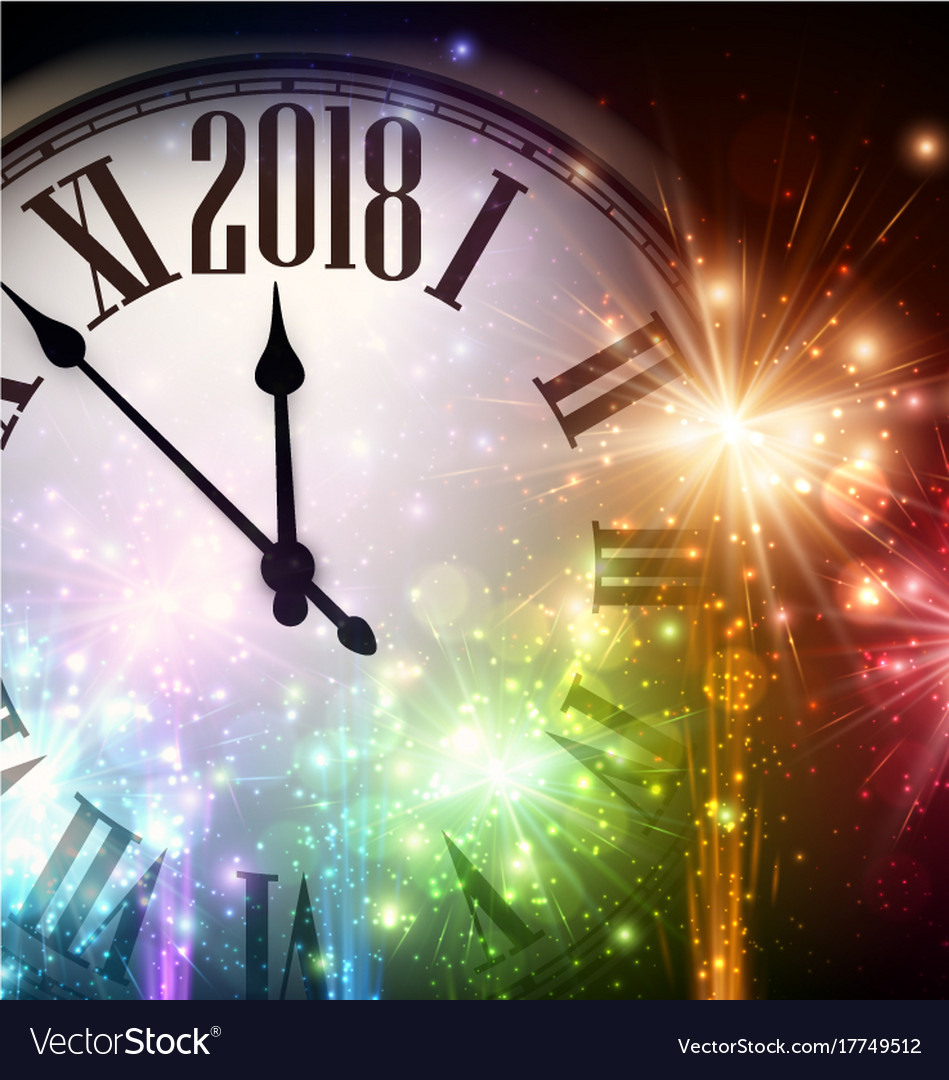 2018 new year background with clock