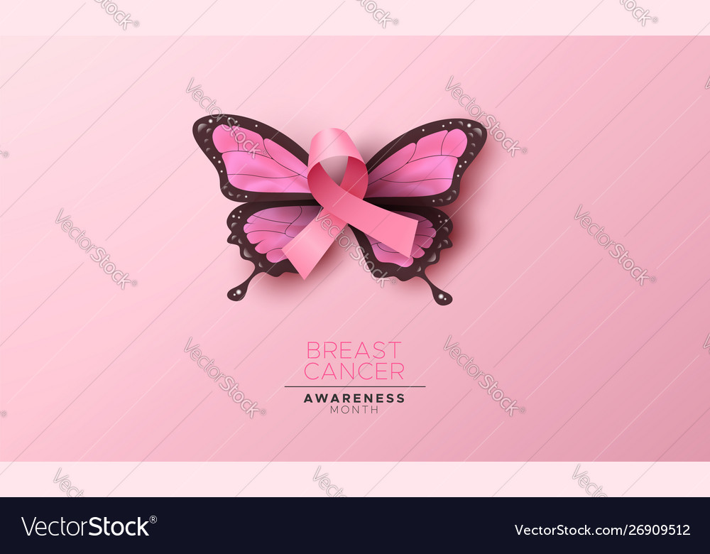 Breast Cancer Awareness Pink Butterfly Wing Ribbon 2415