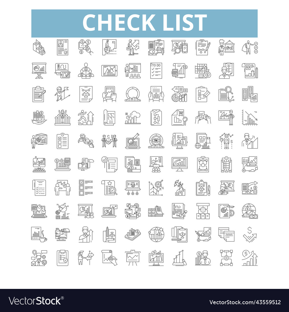 Check list icons line symbols web signs vector image Check list icons line symbols web signs