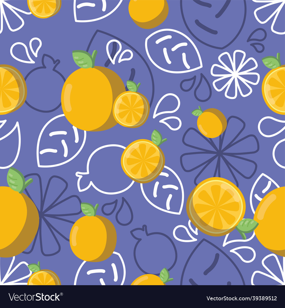 Colored background pattern with oranges and leaves