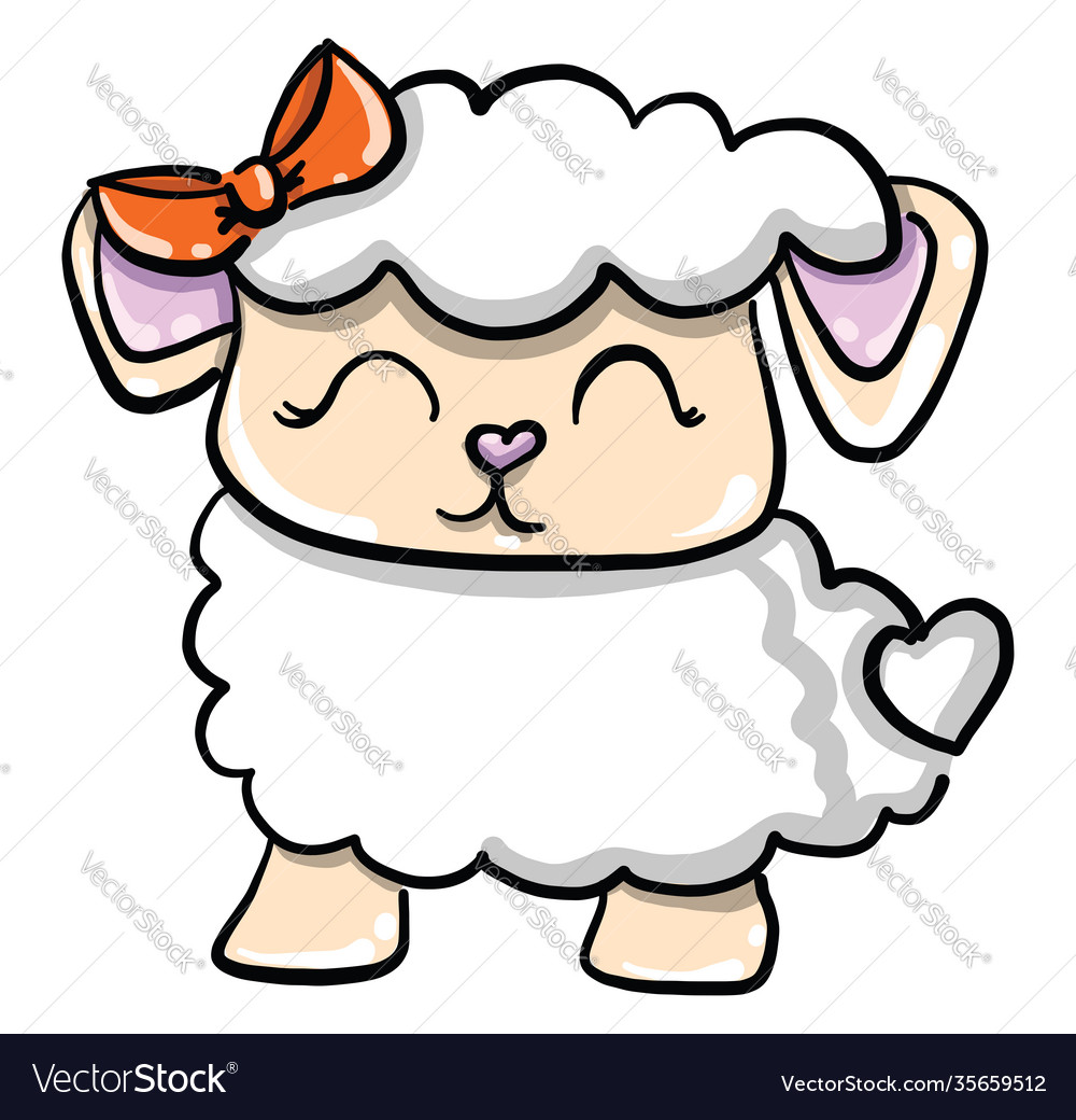 Little sheep on white background