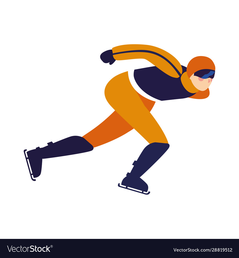 Man practicing speed skating on white background Vector Image Man practicing speed skating on white background
