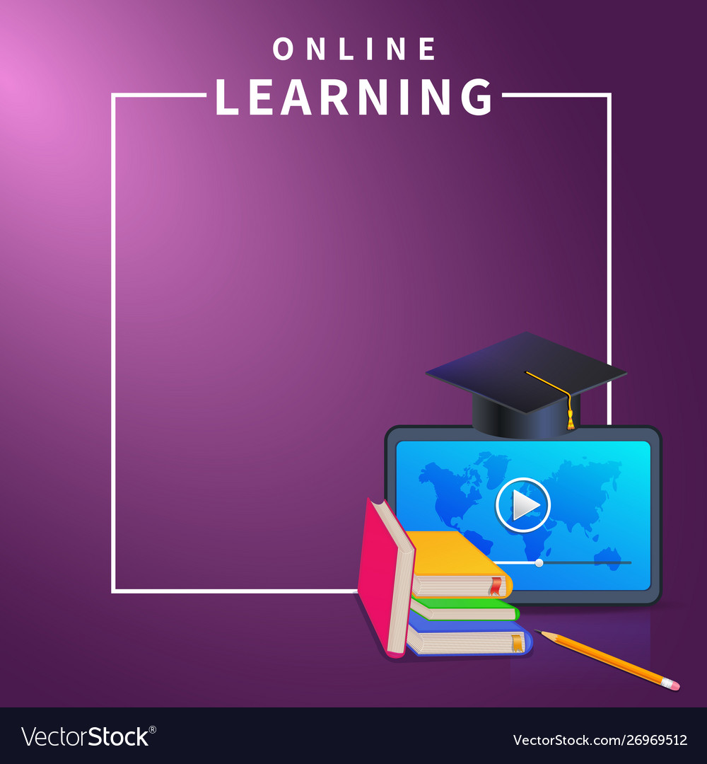 Download Online education or e-learning banner template on Vector Image