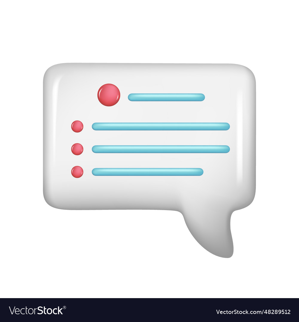 Realistic 3d white speech bubble message button Vector Image Realistic 3d white speech bubble message button