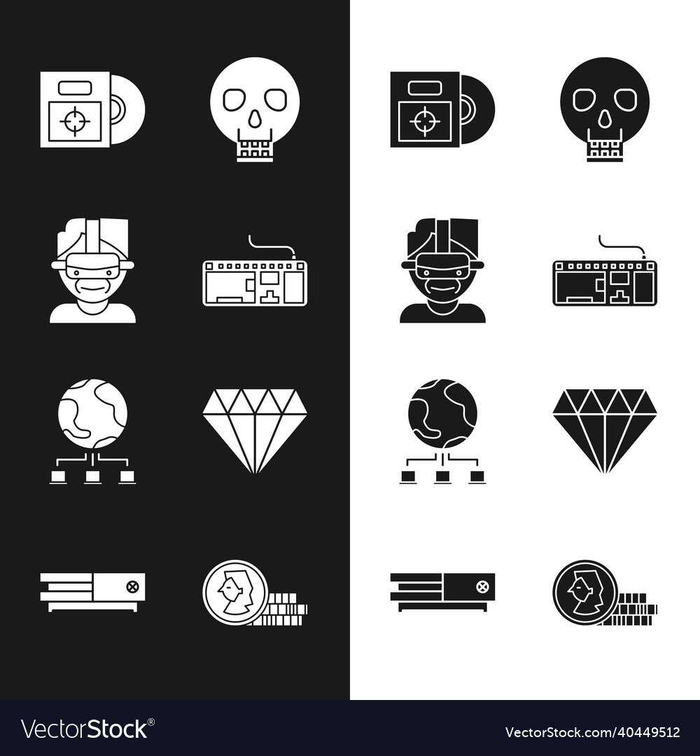 Set computer keyboard virtual reality glasses cd vector image Set computer keyboard virtual reality glasses cd