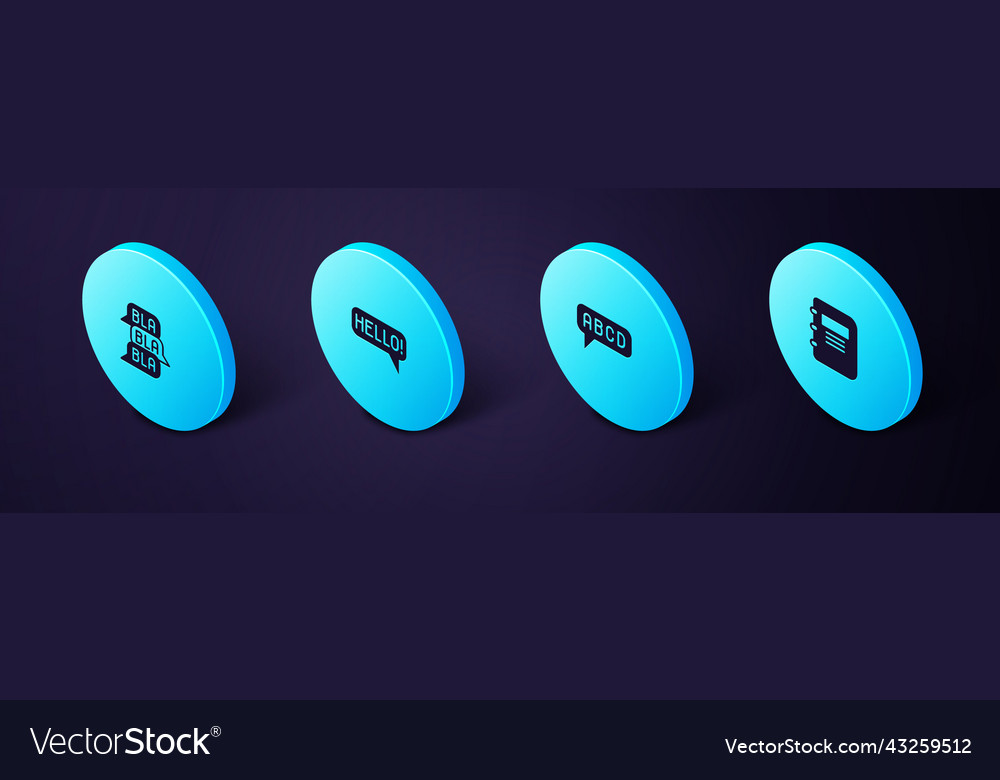 Set isometric notebook alphabet hello vector image Set isometric notebook alphabet hello