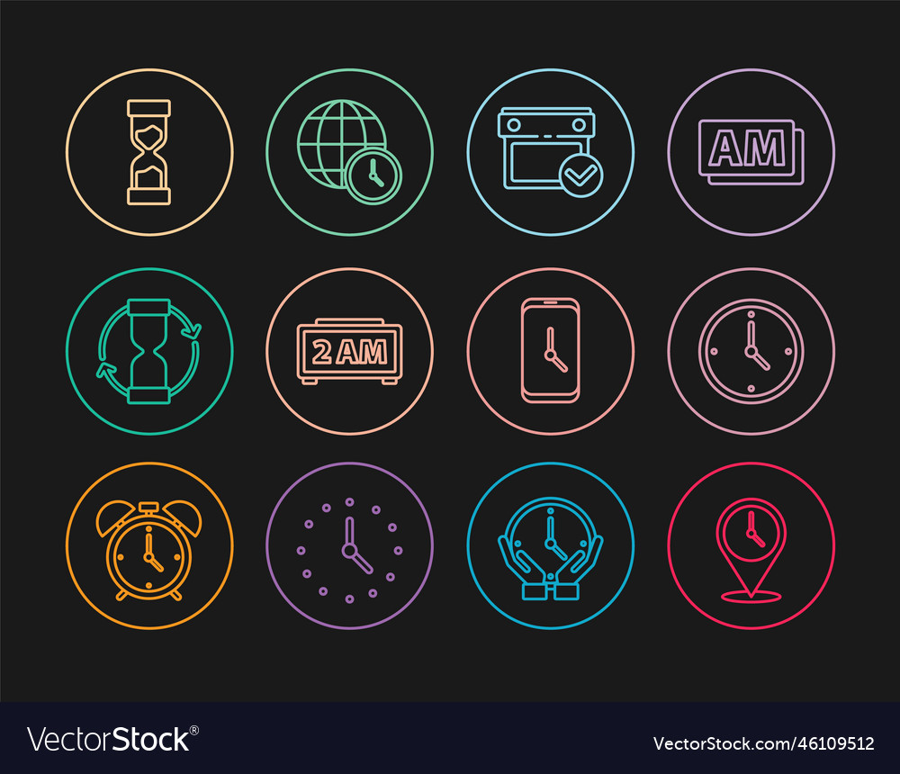 Set line location with clock calendar vector image Set line location with clock calendar