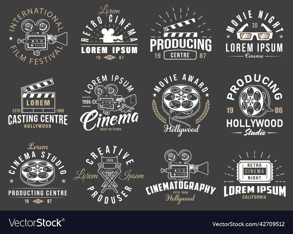 Set of cinema vintage emblems