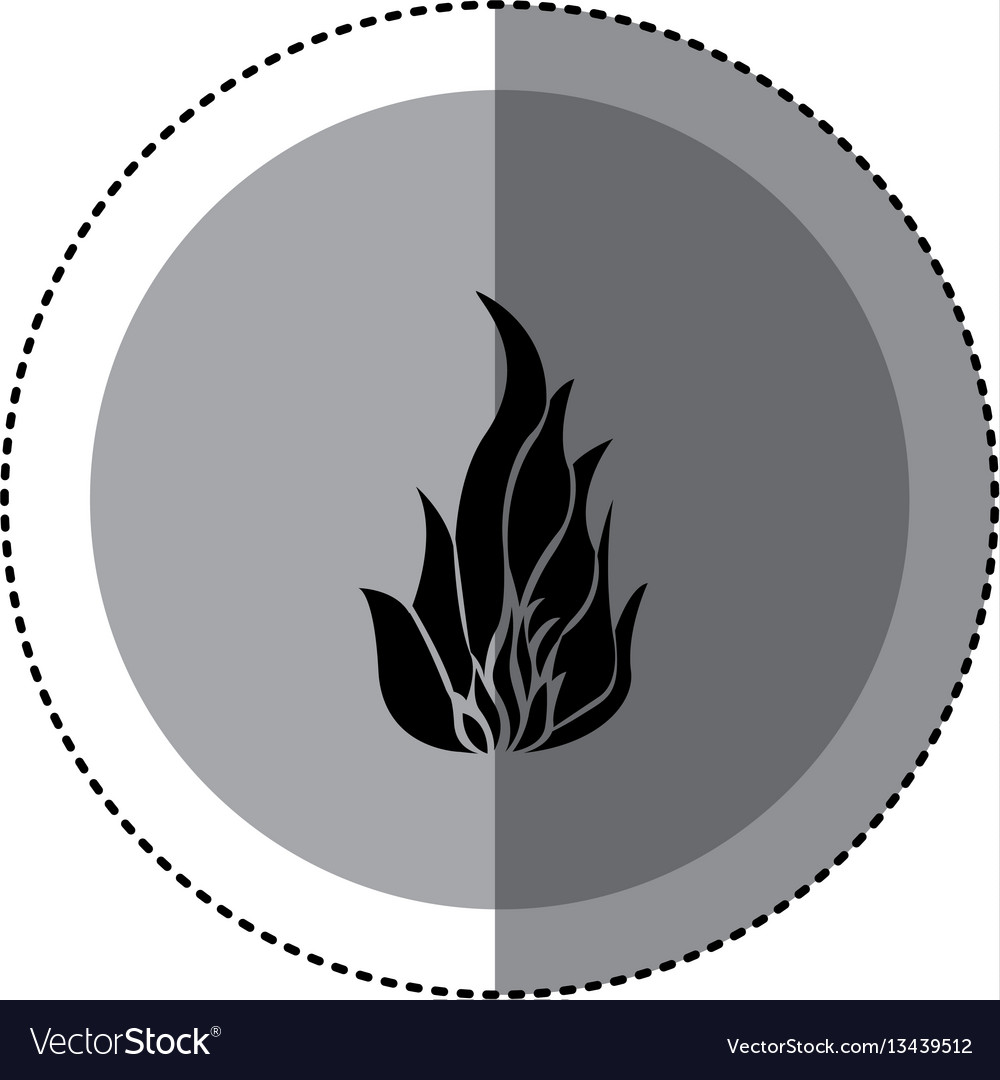 Sticker monochrome circular emblem with flame icon