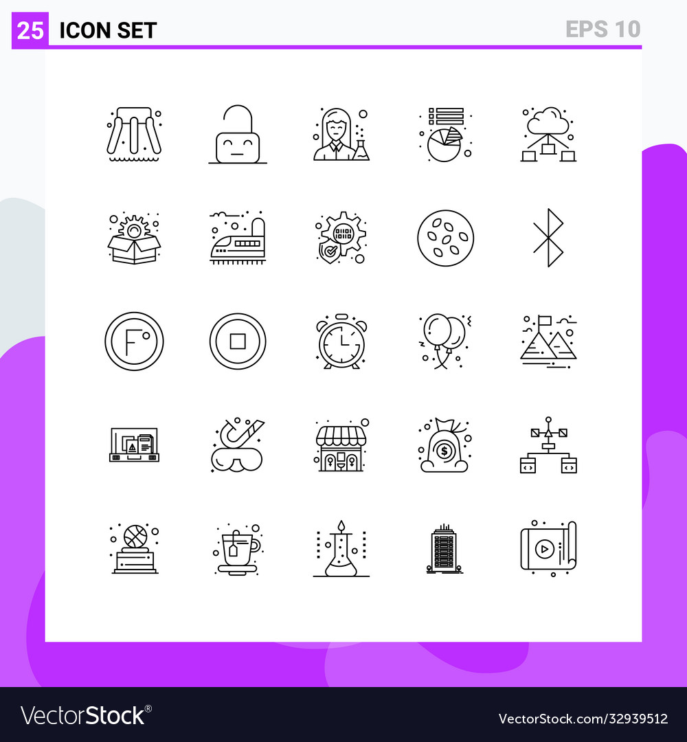 User interface pack 25 basic lines cloud