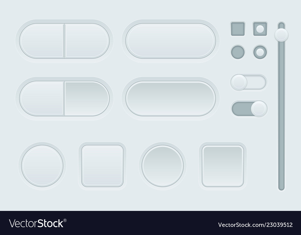 White interface buttons set of web 3d icons
