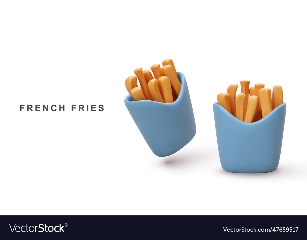 3d realistic two french fries Royalty Free Vector Image