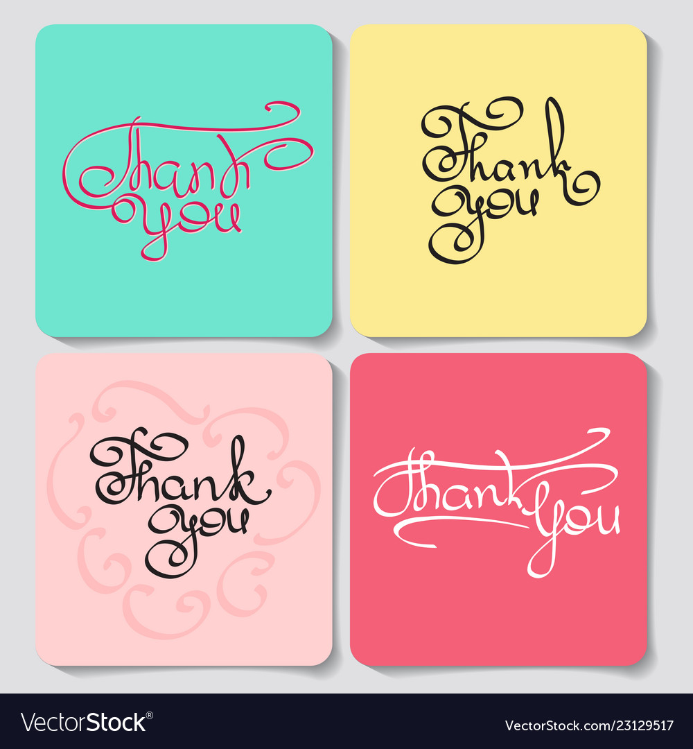 A set of thank you lettering Royalty Free Vector Image