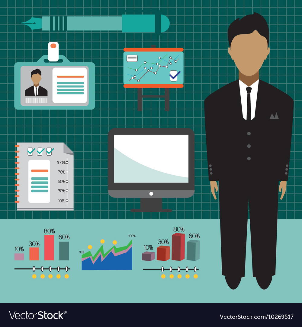 Business elements infographic with icons charts Vector Image