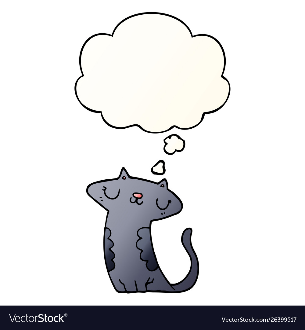 Cartoon cat and thought bubble in smooth gradient