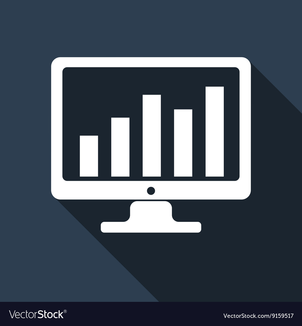 Display with business graph icon long shadow