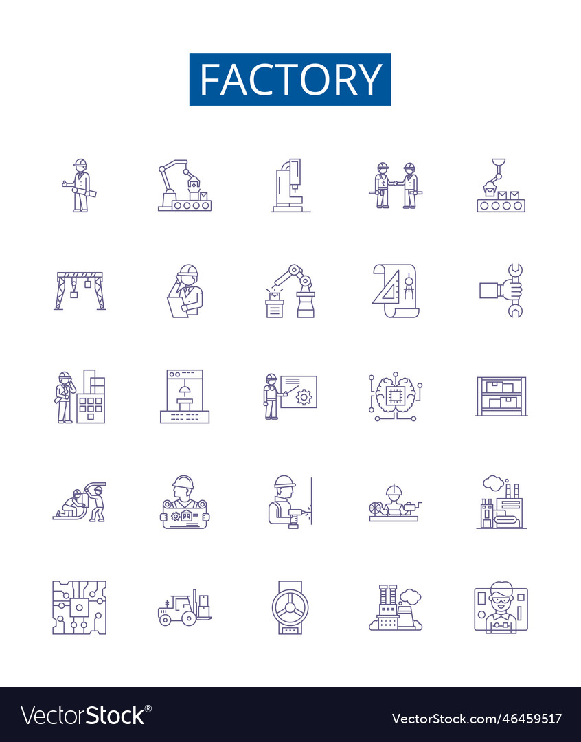 Factory line icons signs set design collection