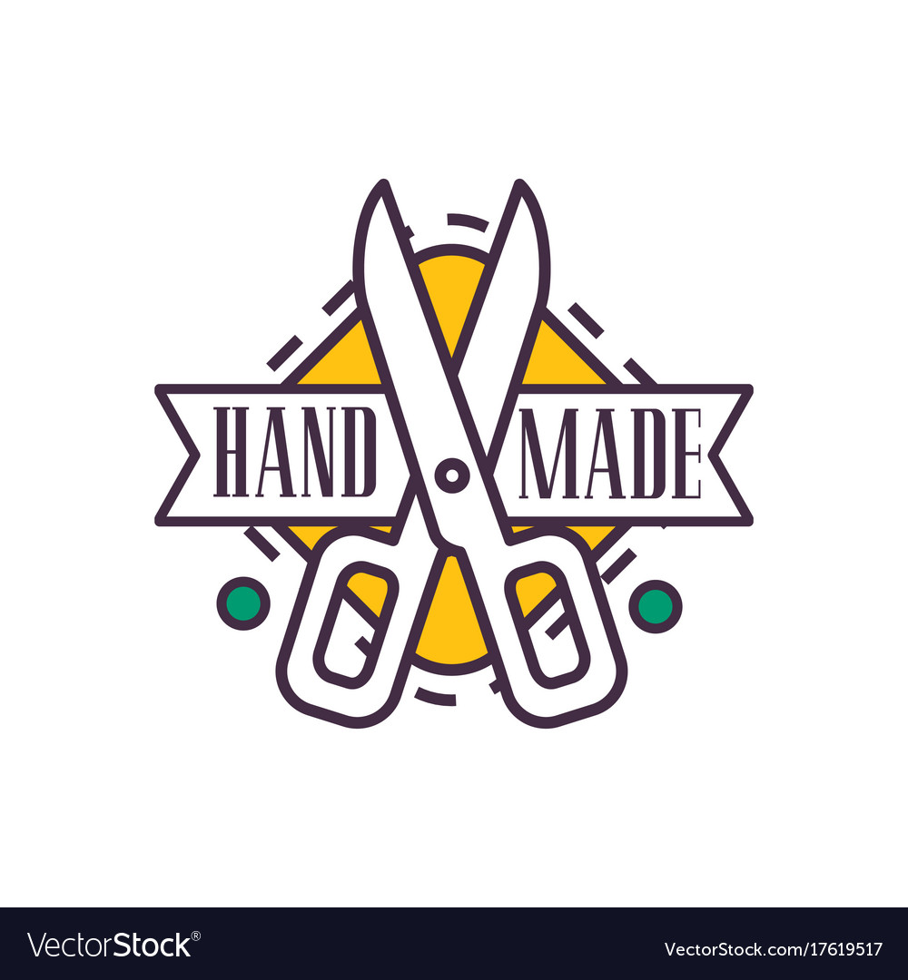 Handmade logo template retro needlework craft Vector Image