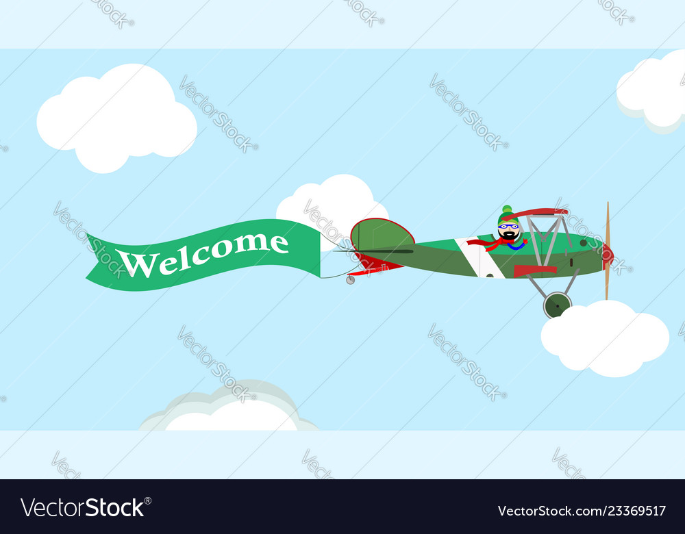 Image of vintage plane with banner in the sky