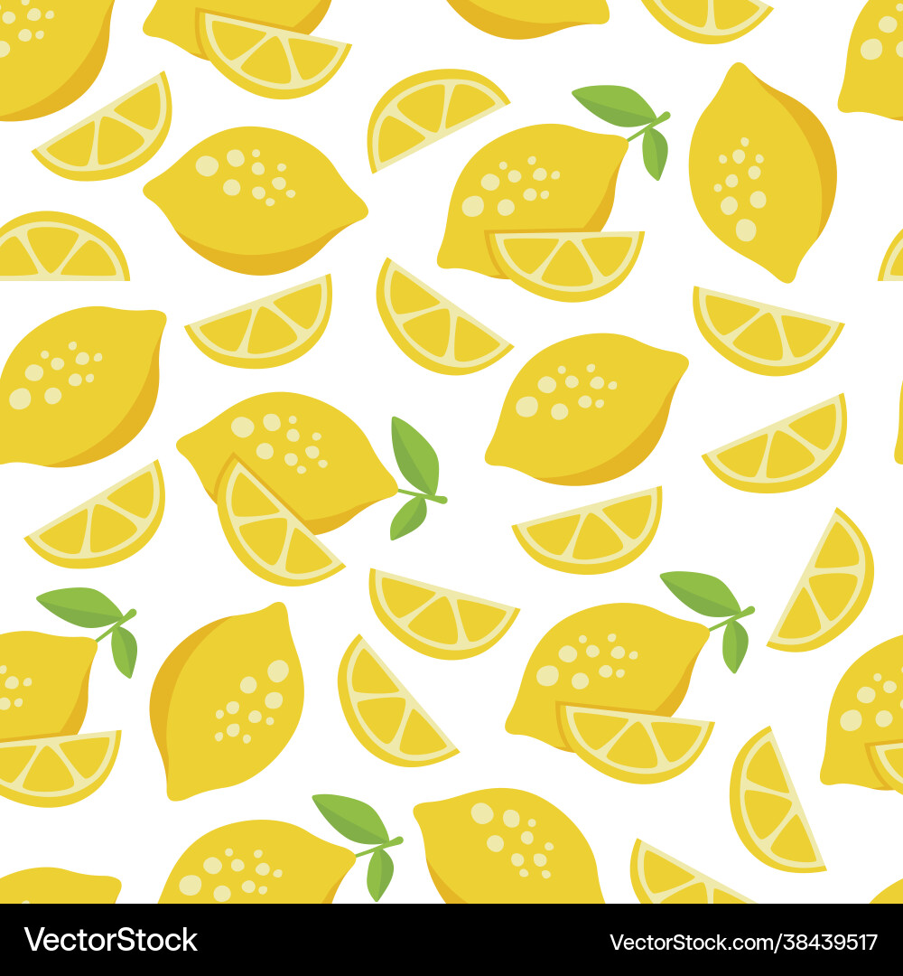 Lemon seamless pattern with white background Vector Image