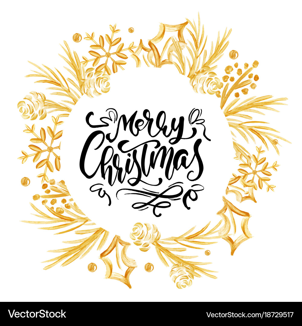 Merry christmas calligraphy lettering text and a Vector Image