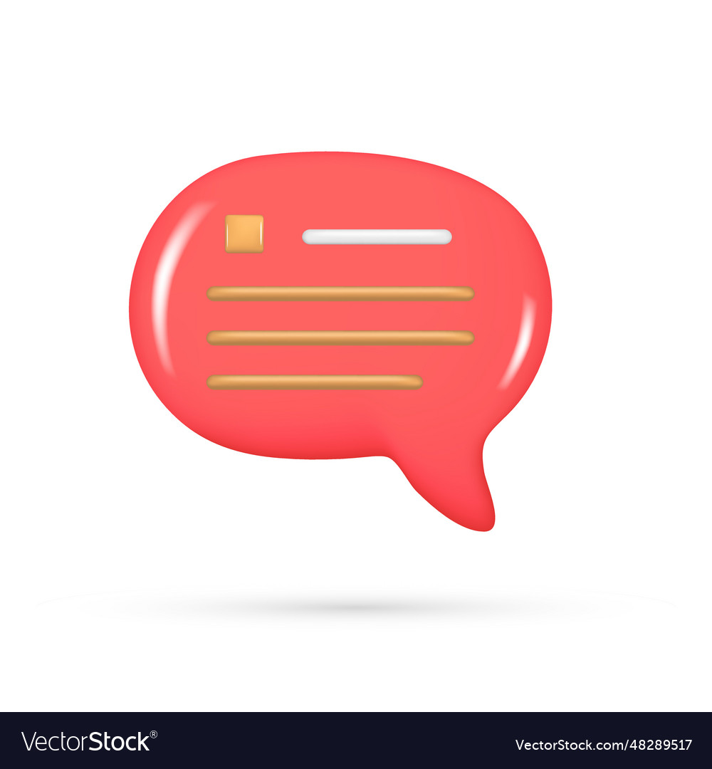 Realistic 3d red speech bubble message button