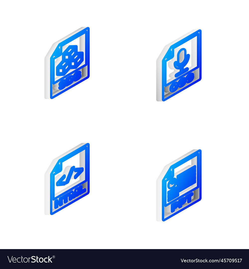 Set isometric line ogg file document 3ds html vector image Set isometric line ogg file document 3ds html