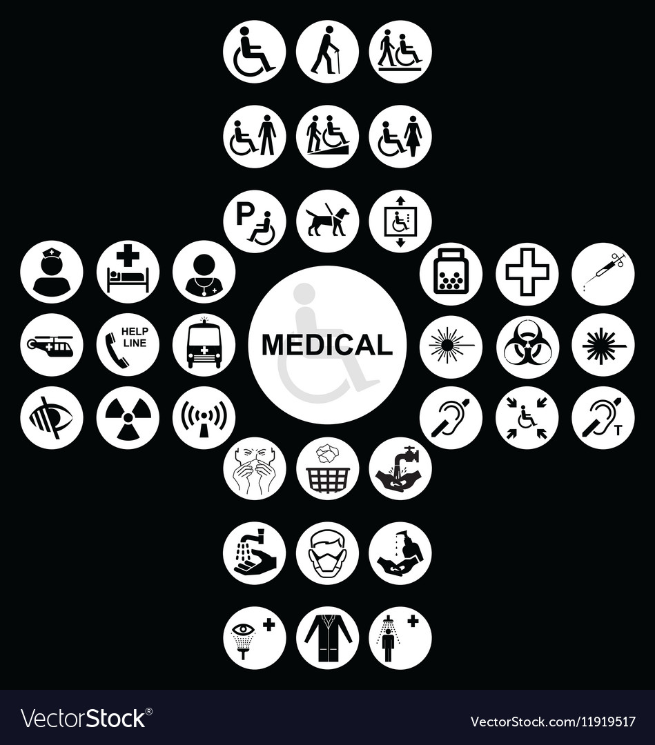 White medical and health care icon collection