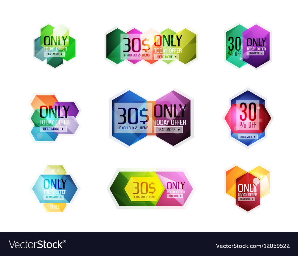 Abstract geometric sale labels Royalty Free Vector Image