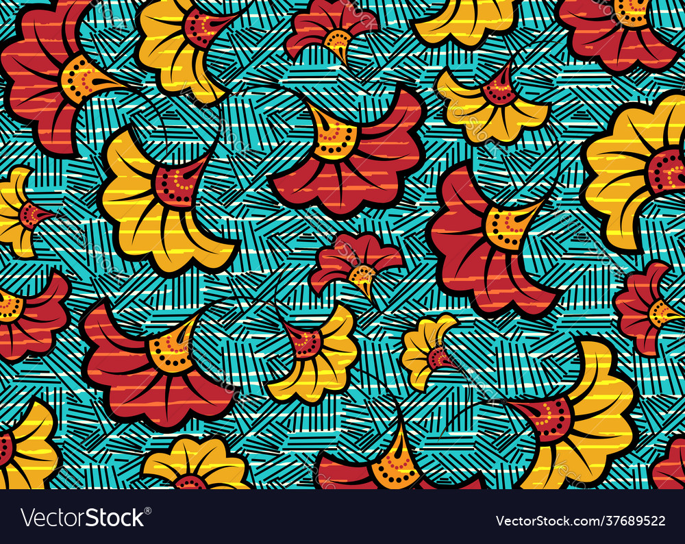 African wax print fabric ethnic handmade flowers vector image African wax print fabric ethnic handmade flowers