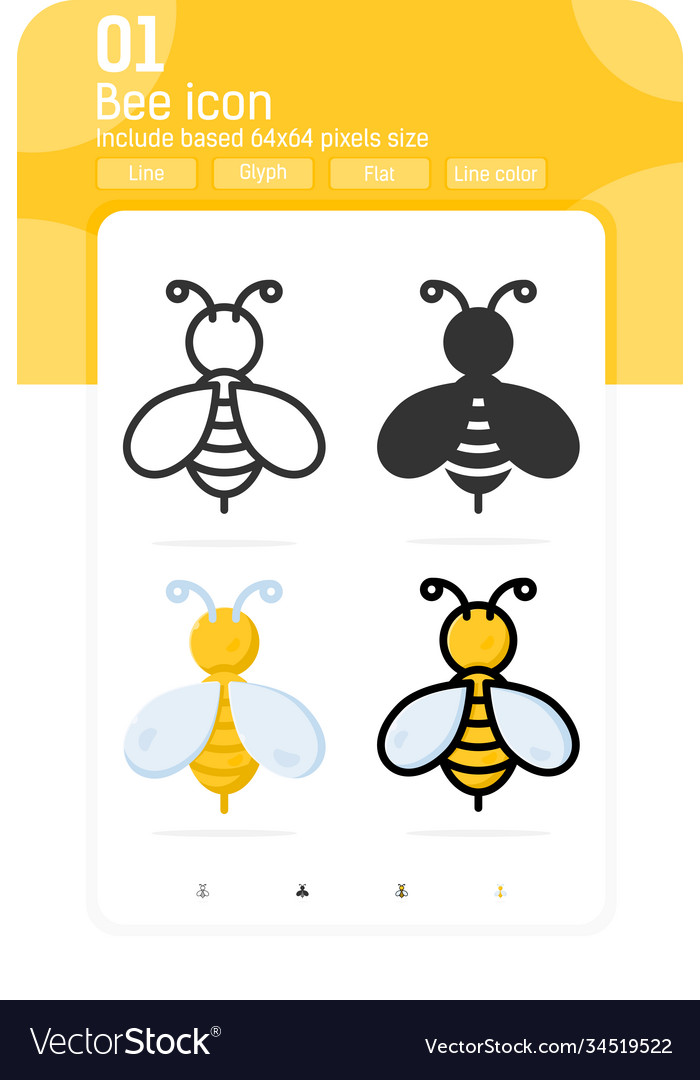 Bee icon with multiple style vector image Bee icon with multiple style