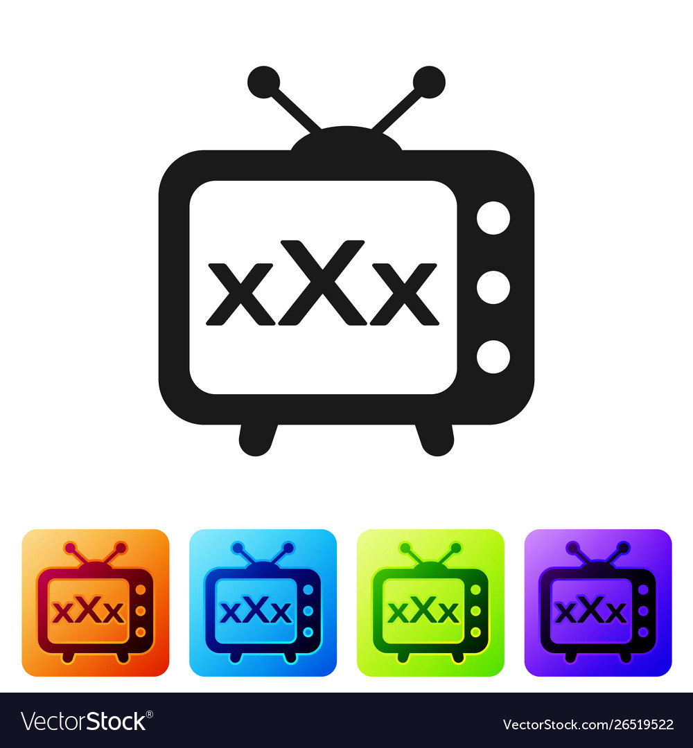 Black xxx tv old television icon isolated on white