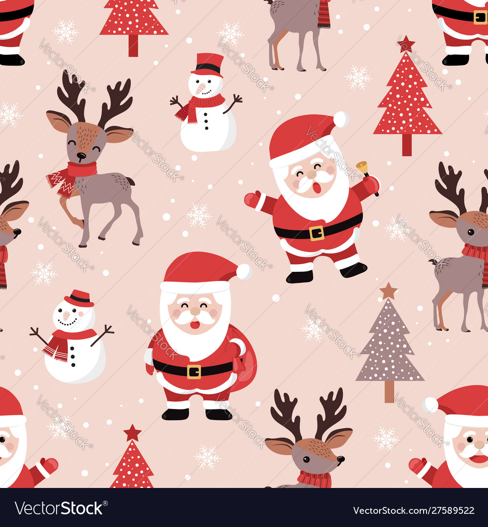 Christmas Seamless Pattern - Santa & Reindeer