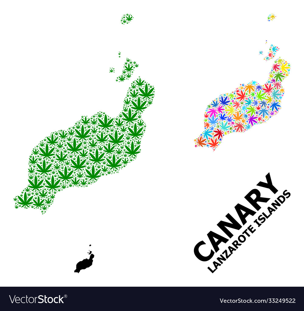Collage map lanzarote islands colored Vector Image Collage map lanzarote islands colored