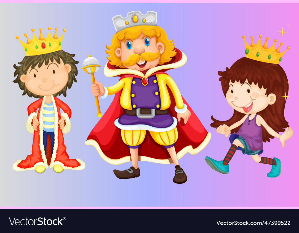 Cute set of royal family character Royalty Free Vector Image