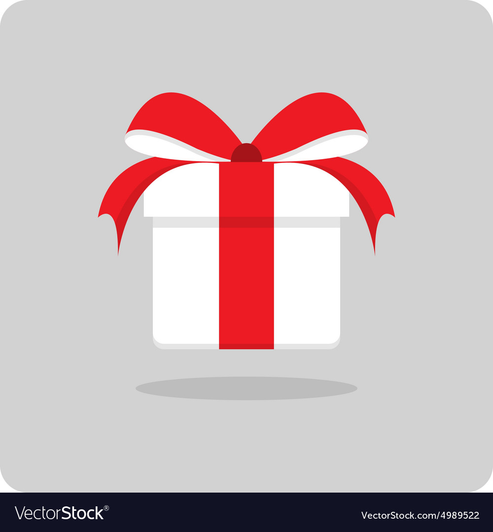 Download Flat icon white gift box Royalty Free Vector Image