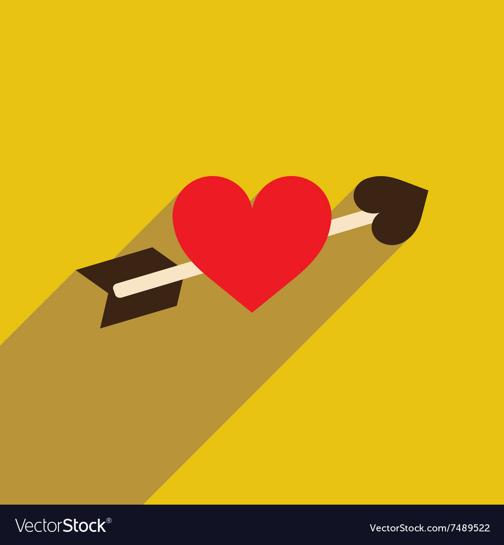 Flat web icon with long shadow arrow heart