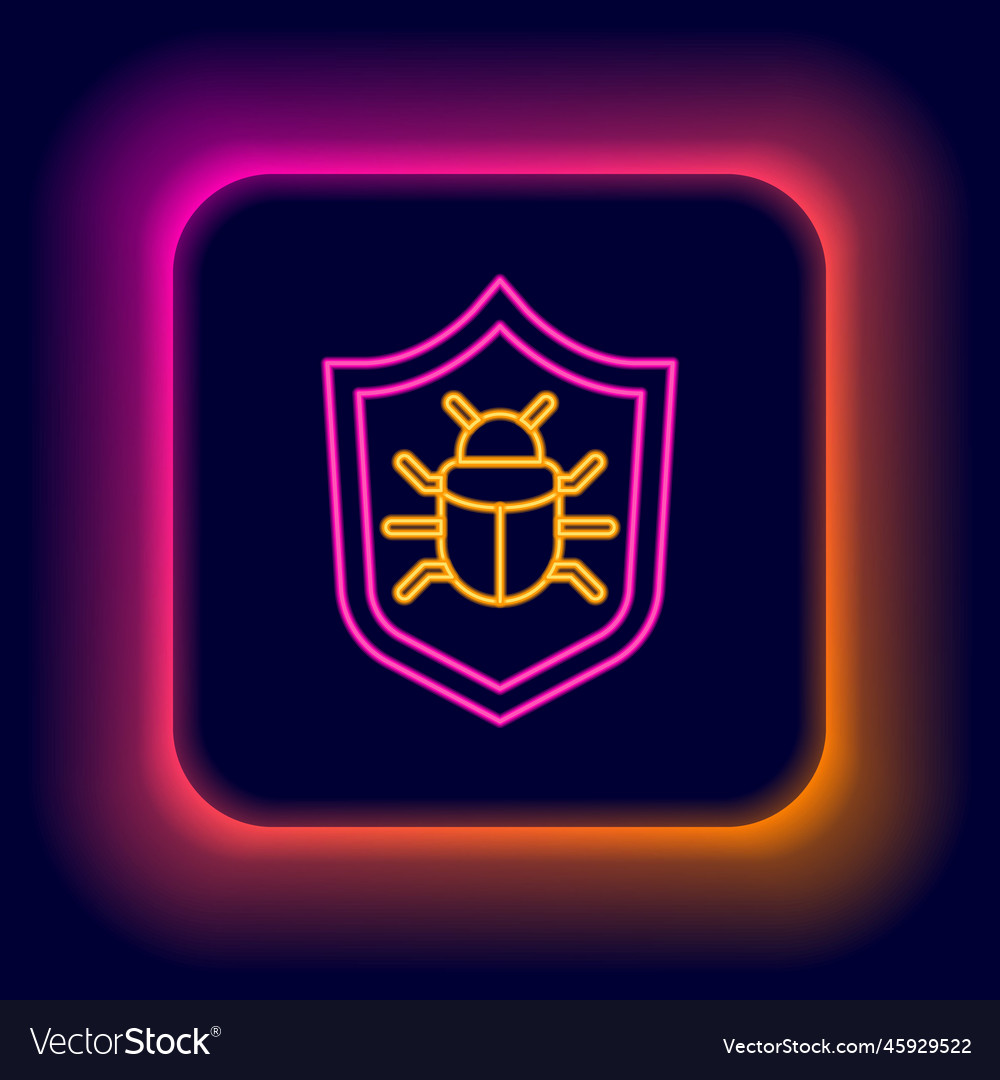Glowing neon line system bug concept icon isolated