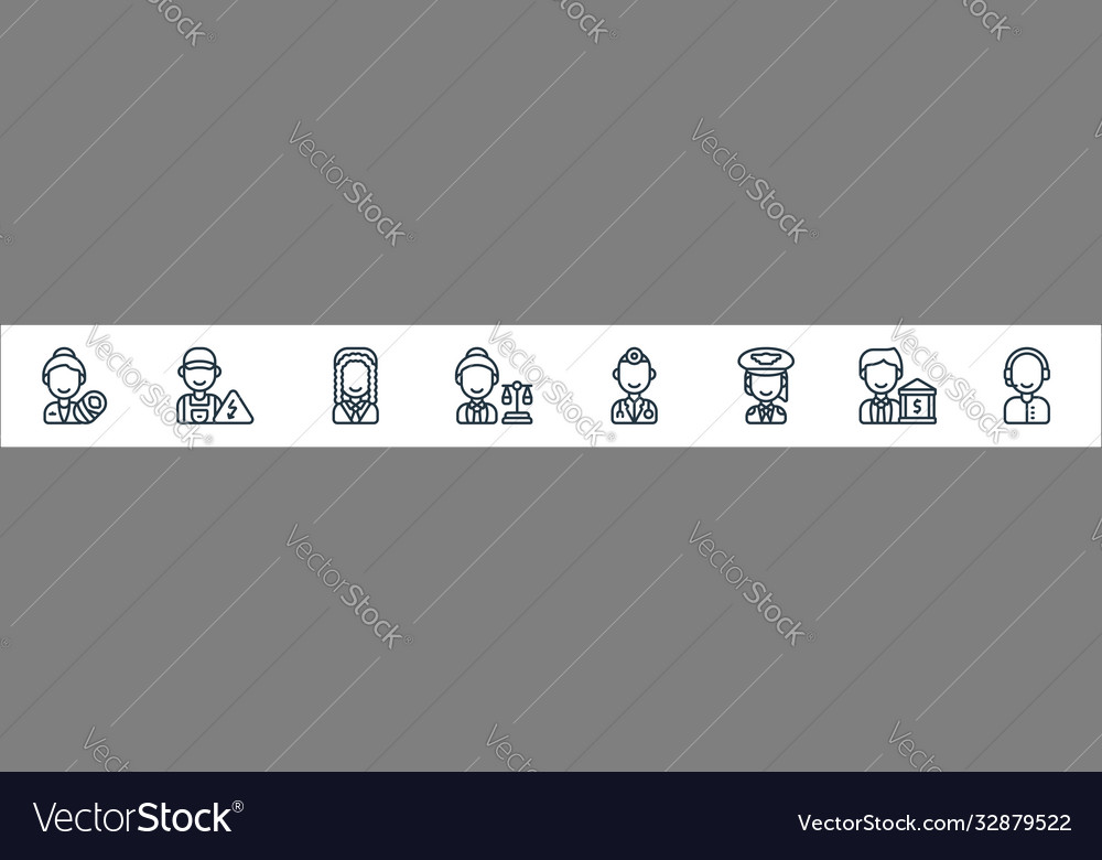 Key workers line icons linear set quality vector image Key workers line icons linear set quality