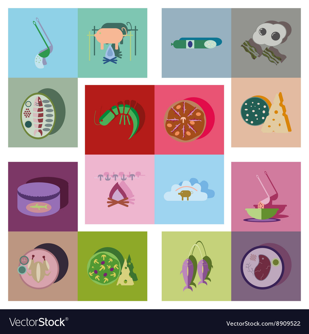 Modern flat icons collection with shadow