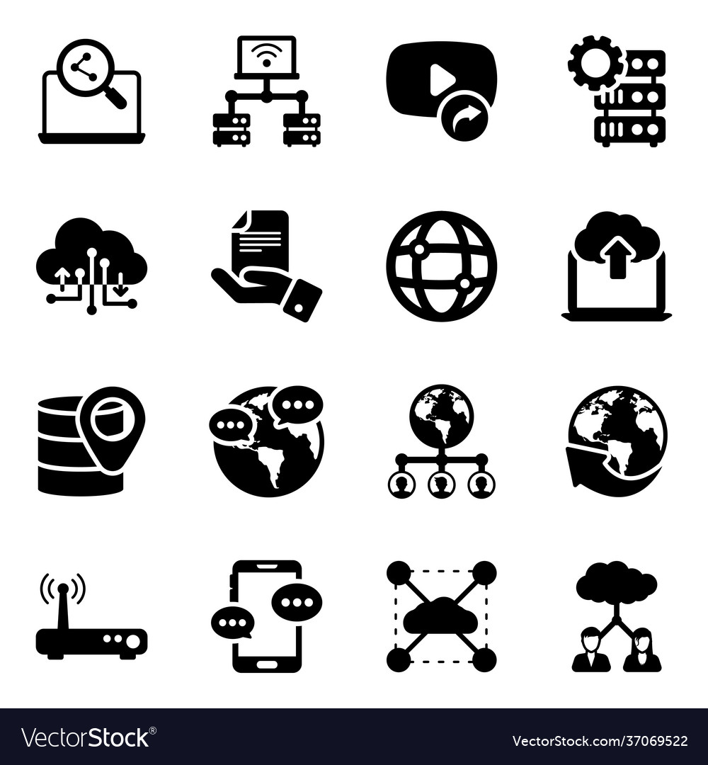 Pack networking and communication solid icons