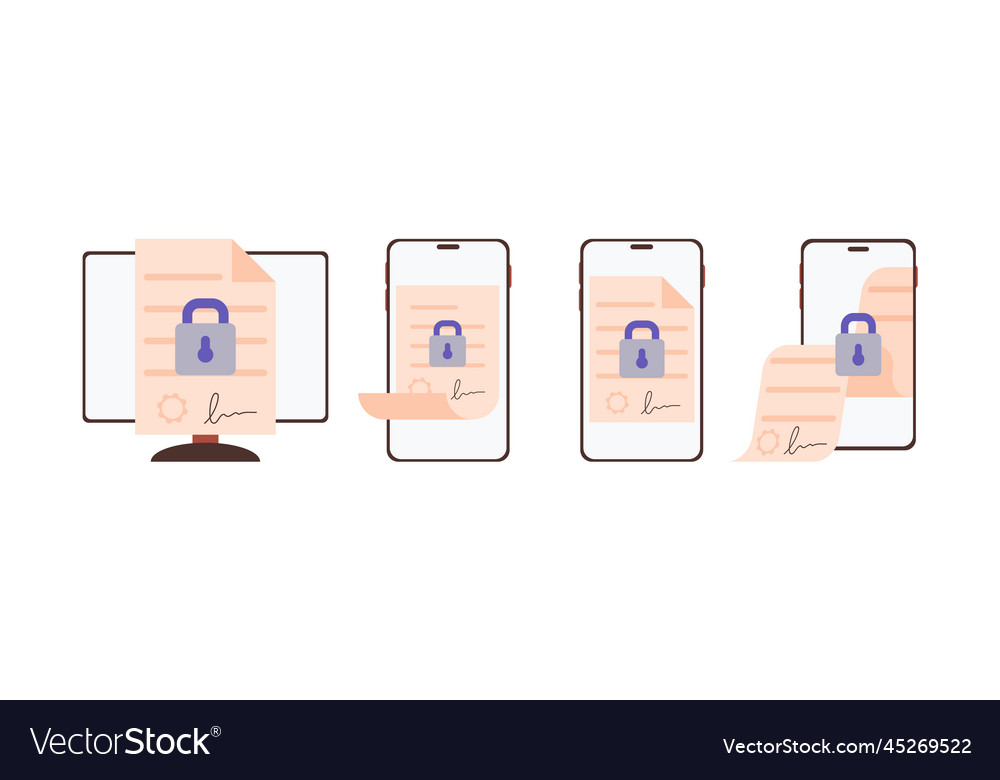Protected document set smart contract vector image Protected document set smart contract