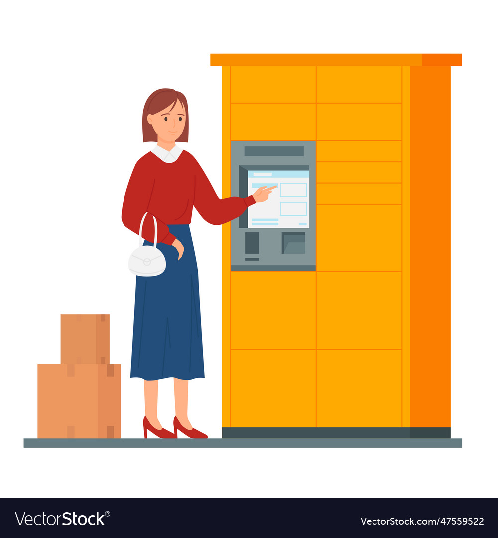 Self service in post office concept Royalty Free Vector