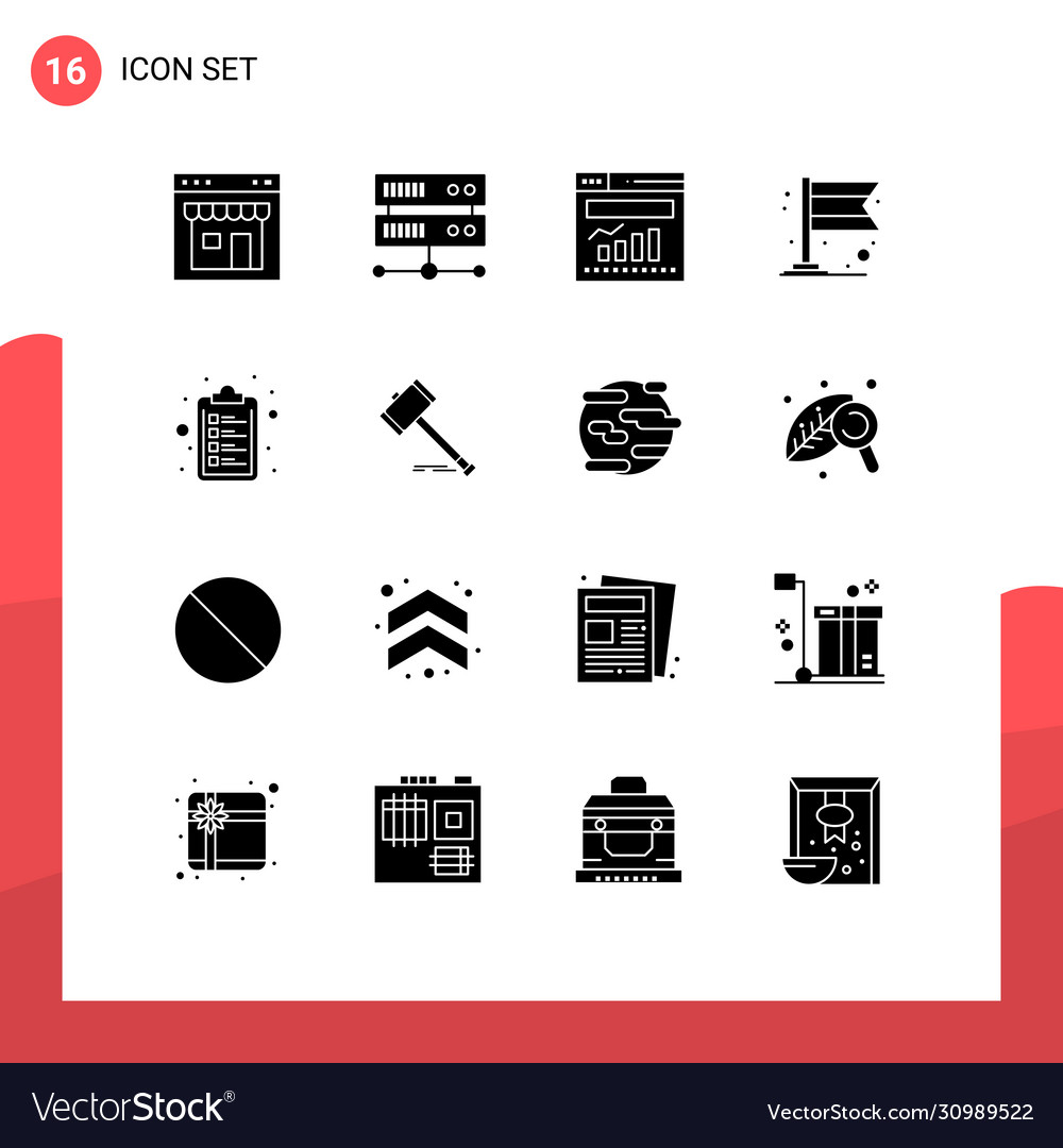 Set 16 solid glyphs on grid for list check