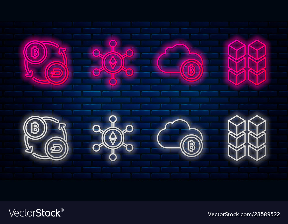 Set line blockchain technology ethereum eth vector image Set line blockchain technology ethereum eth