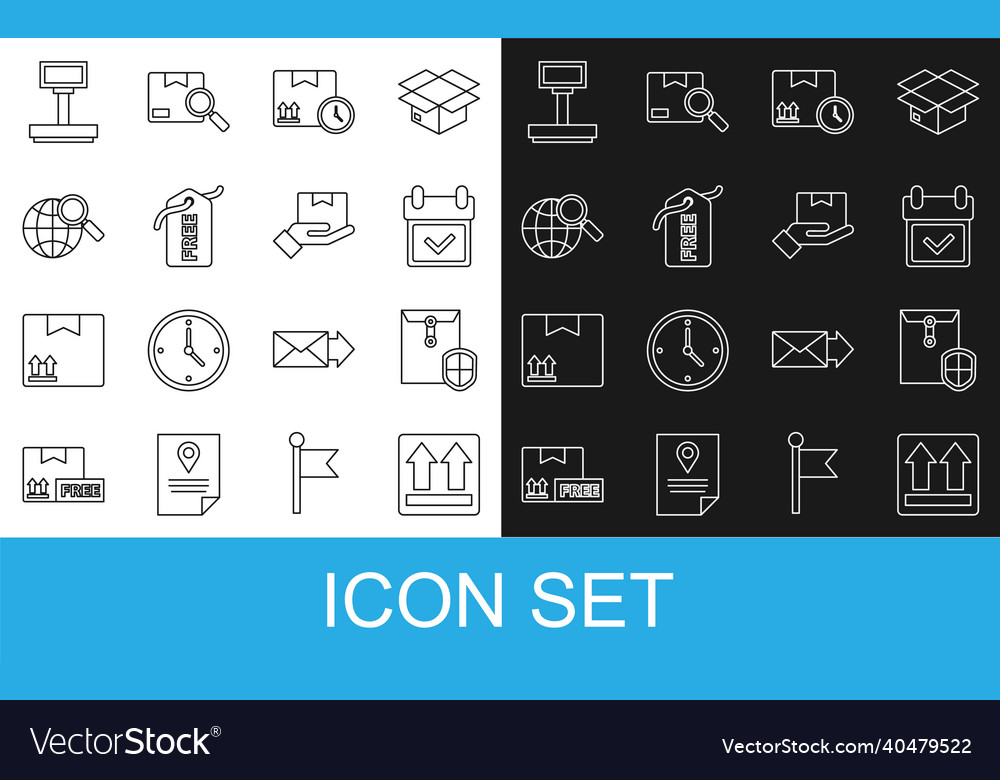 Set line this side up envelope with shield vector image Set line this side up envelope with shield